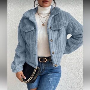 Women's Blue Teddy Jacket